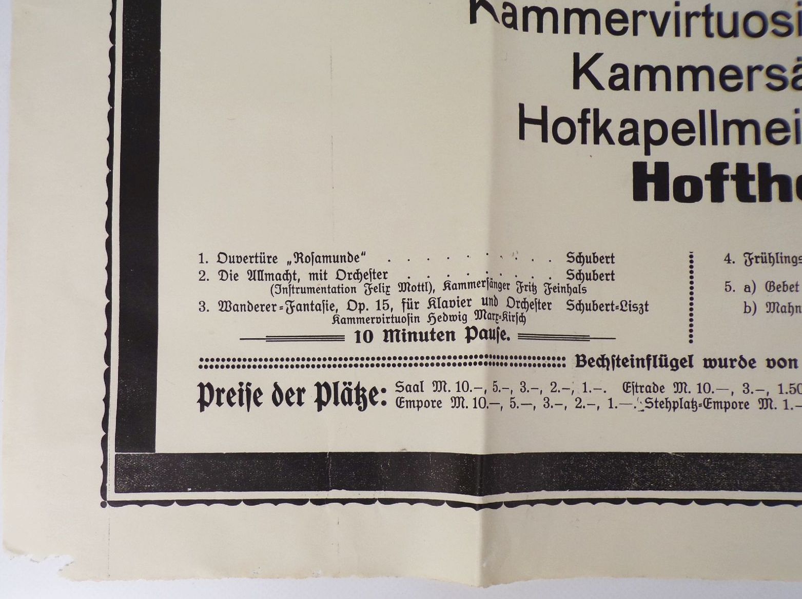 Plakat Wohltätigkeit Konzert Großherzogin Hilda von Baden 1915 WW1 Plakat Wohltätigkeit Konzert Großherzogin Hilda von Baden 1915 WW1