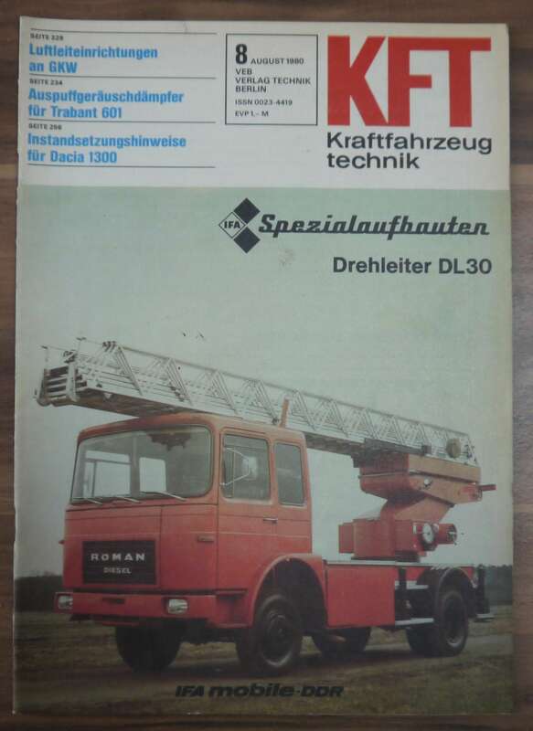DDR Heft August 1980 KFT Luftleiteinrichtungen an GKW Spezialaufbauten Drehleiter DL30