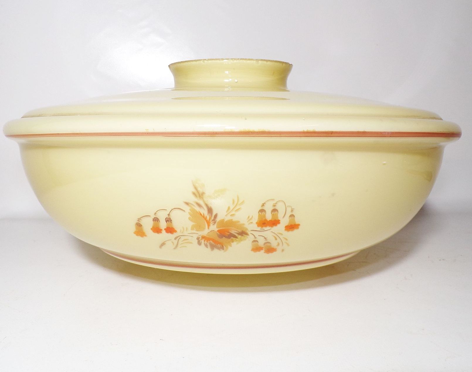 Alter Lampenschirm geschlossene Schale beige Floral 1940 1950er Ersatzschirm