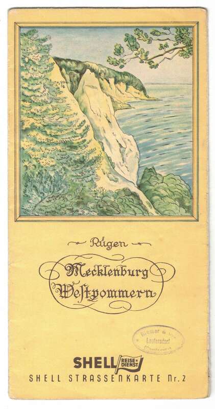 Shell Strassenkarte Mecklenburg Westpommern Rügen 1935er
