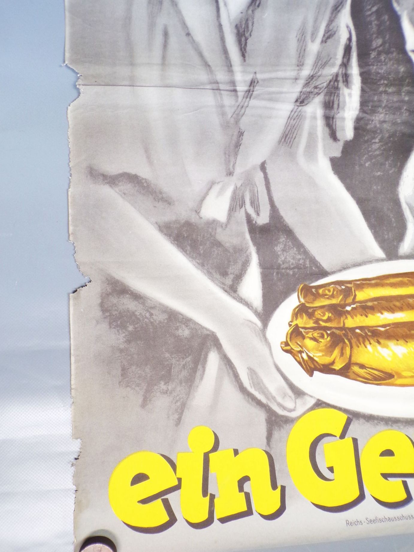 Plakat Fisch Reklame Bückling ein Genuss 1930 er Poster Vintage