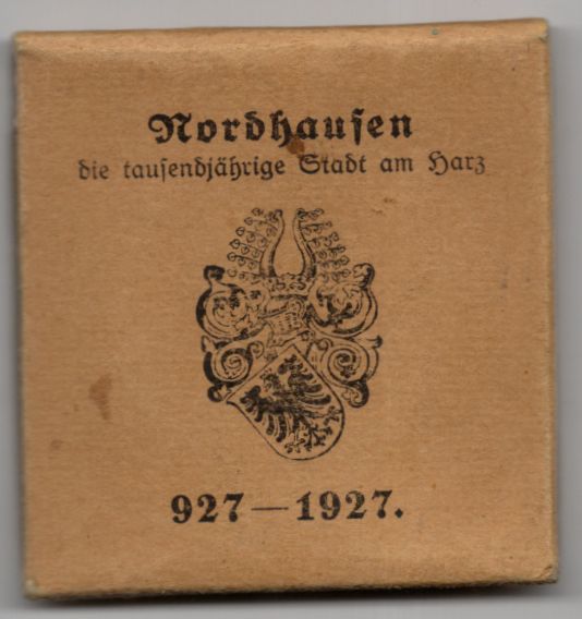 Meissen Medaille Nordhausen 1927 mit Kuvert