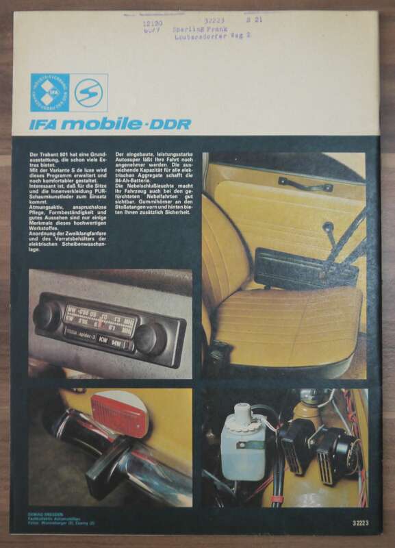 KFT März 1978 Trabant 601 Zur Perspektive des Zweitakt Ottomotors