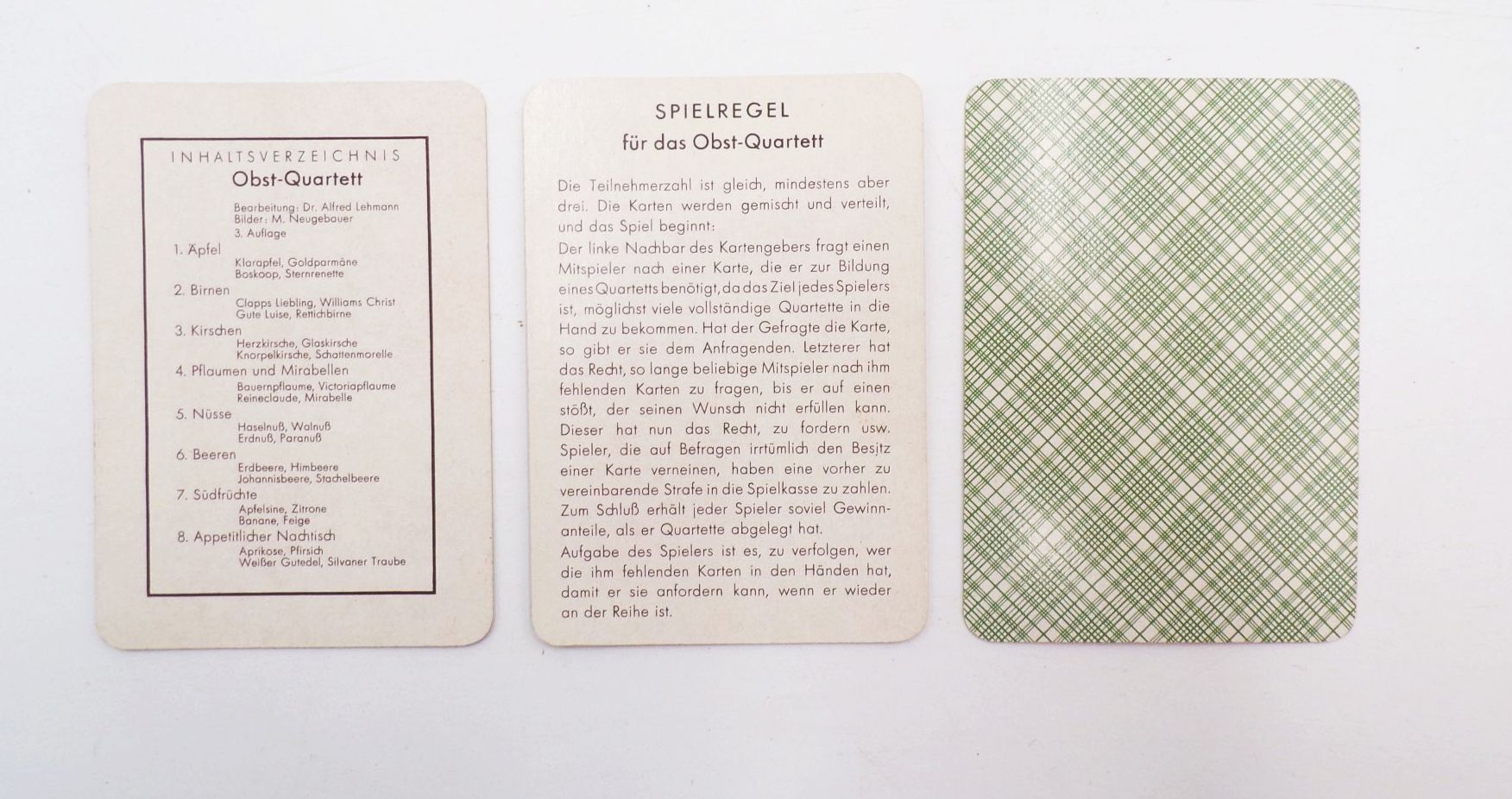 Obst Quartett Helingsche Verlagsanstalt 1962 DDR Neugebauer Kartenspiel