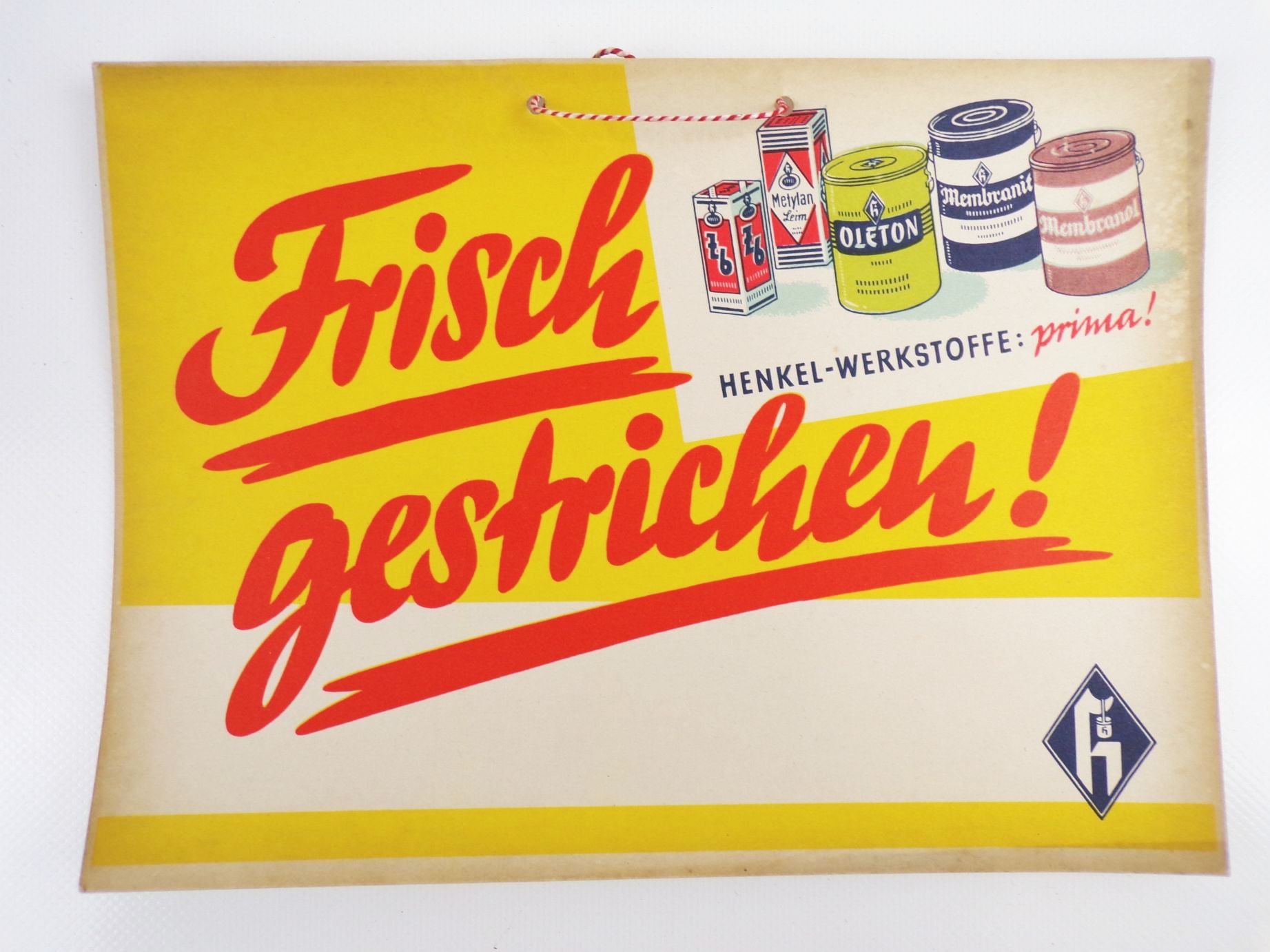 Altes Schild Frisch gestrichen HENKEL Reklame Werbung 1930er Drogerie Requisit 