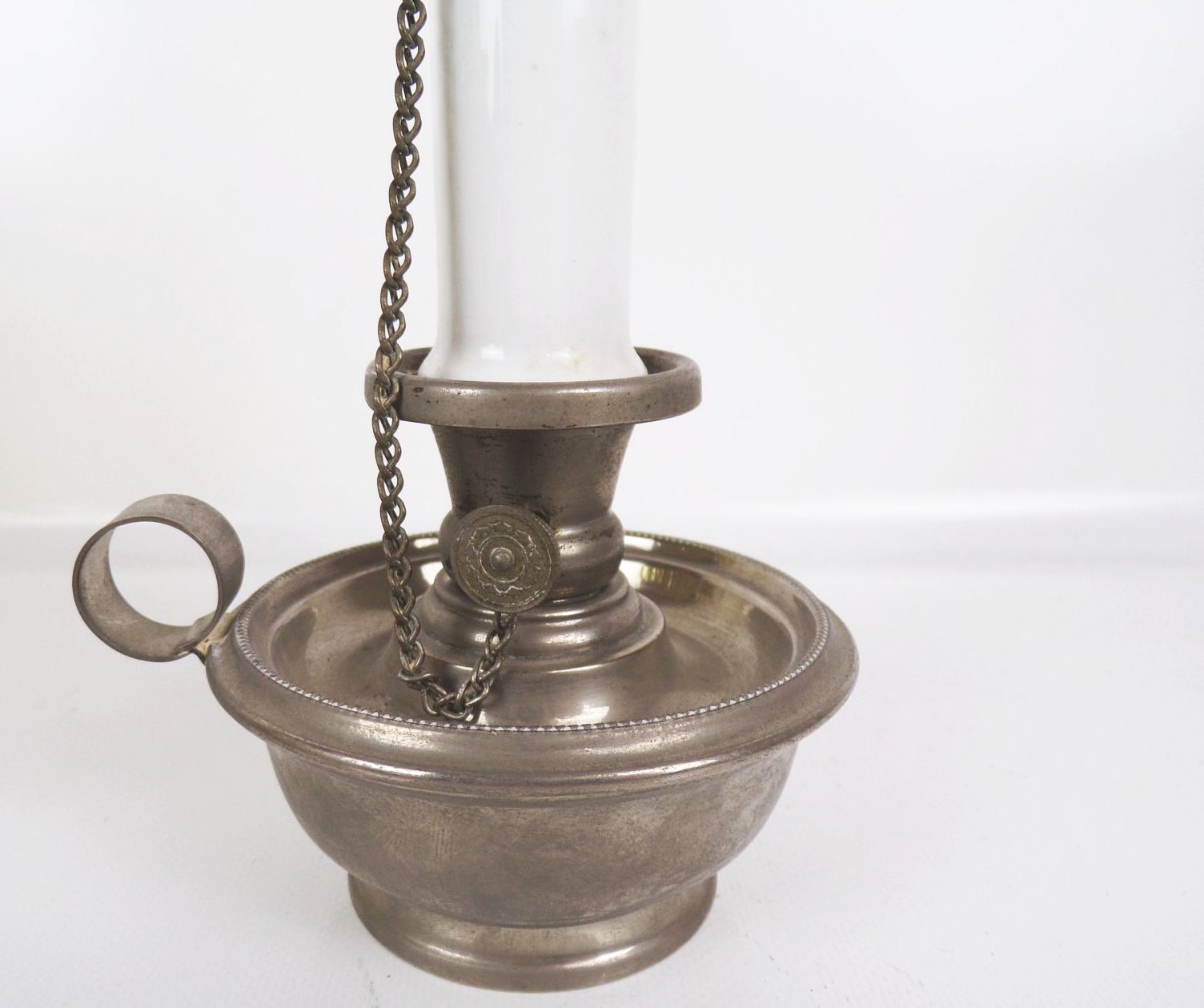 Alte Petroleumlampe Zinn Öllampe 