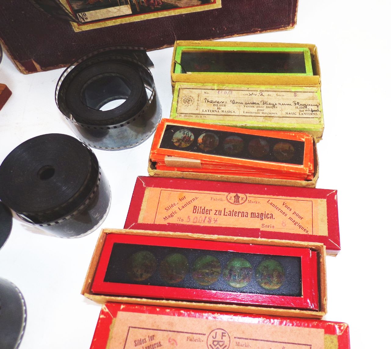 Carette Laterna Magica OVP Konvolut Glasplatten Bilder 35 mm Filme Nachlass