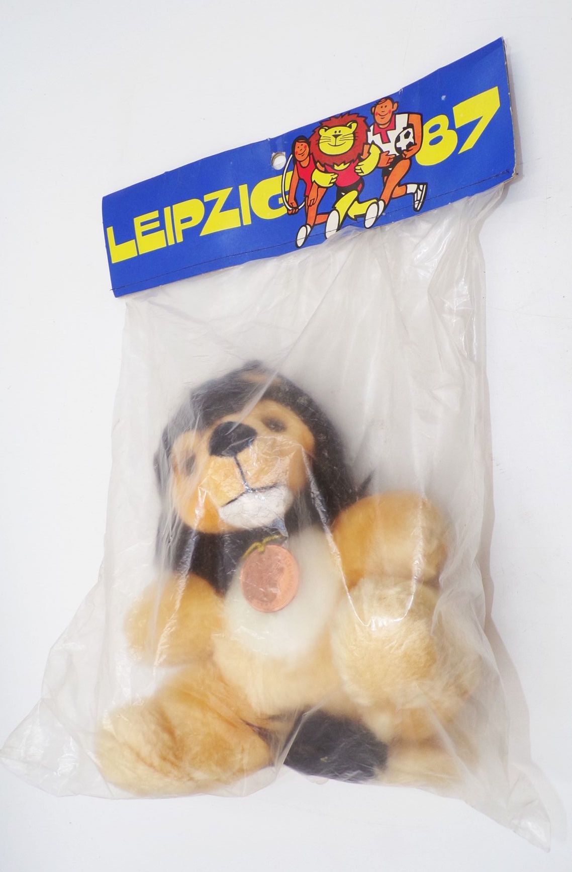 Löwe Maskottchen DDR Spartakiade 8 Sportfest DTSB in Leipzig 1987 in OVP