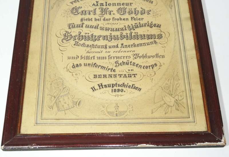 Schützen Jubiläum Bernstadt Oberlausitz 1890 Erinnerung Bilderrahmen