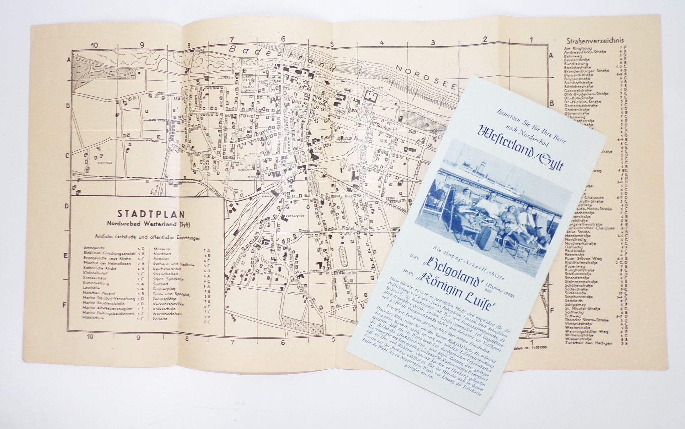Westerland Sylt Prospekt 1939 mit Stadtplan Kurtaxe 