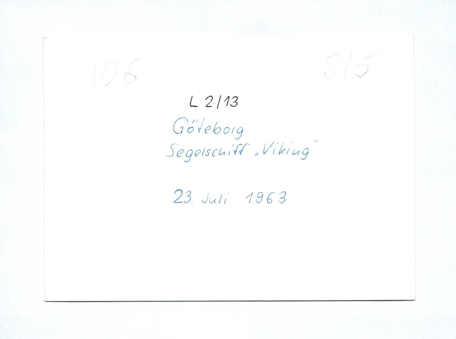 Foto Göteborg Segelschiff Viking Juli 1963