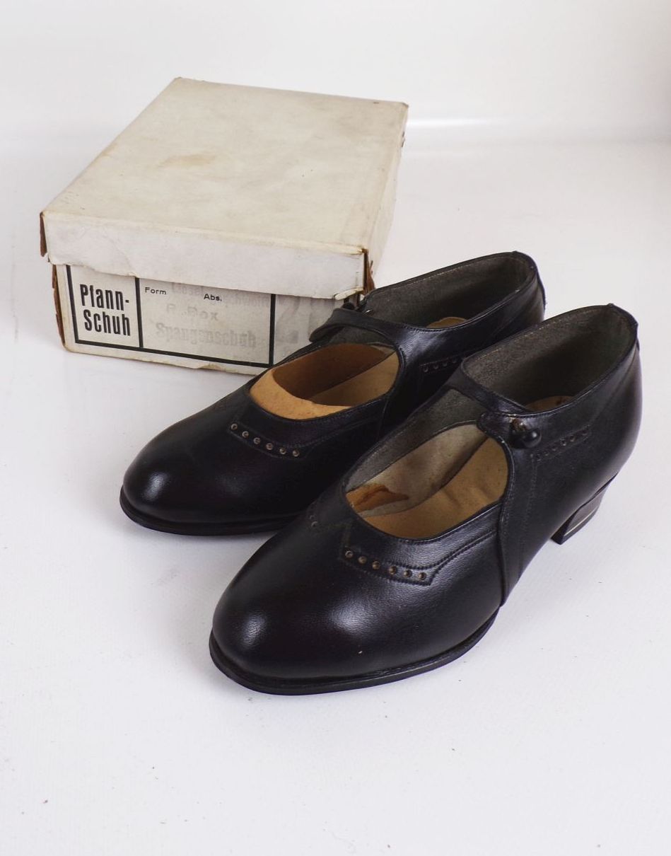Schuhe für Mädchen Leder Größe 28 aus den 1930er OVP Nos Spangenschuh