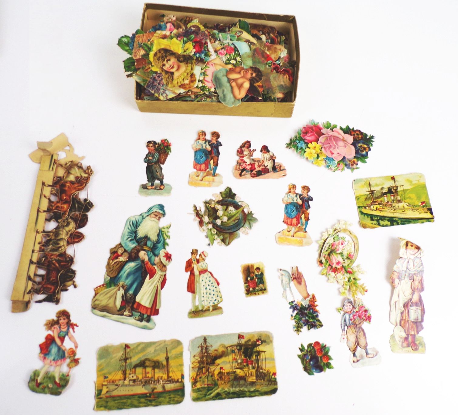 Konvolut alte Oblaten Glanzbilder um 1900 scraps