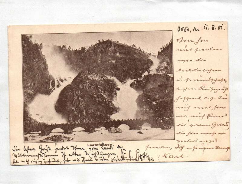 Ak Laatefossen Zwillingswasserfall Norwegen Postkarte 1901