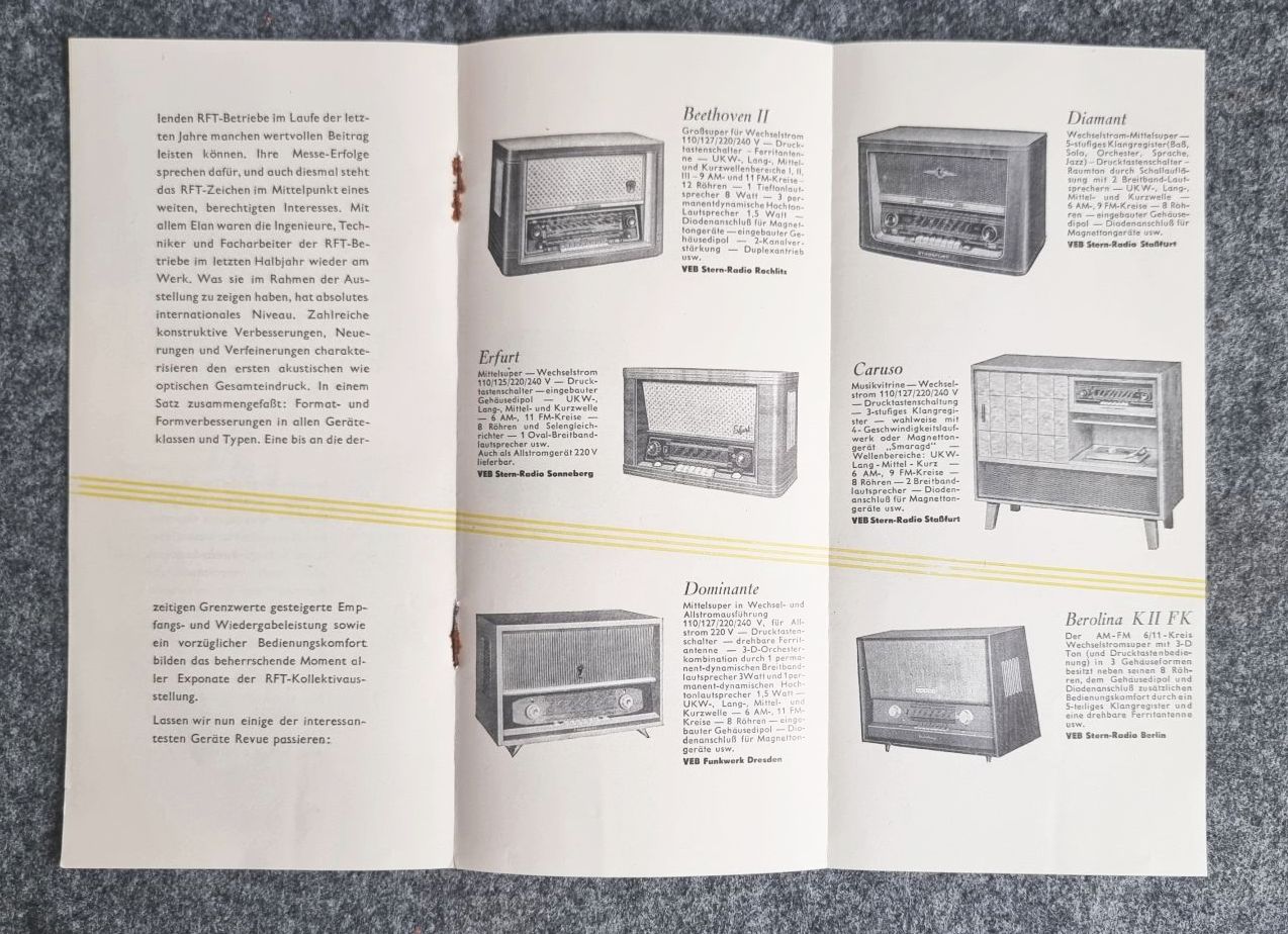 RFT Broschüre 1957 Werbung alter Fernsehr und Radios RFT Broschüre 1957 Werbung alter Fernsehr und Radios