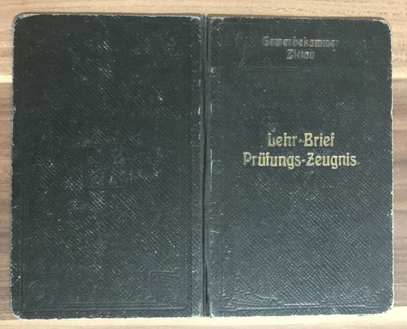 Lehr Brief Prüfungszeugnis 1924 Gewerbekammer Zittau
