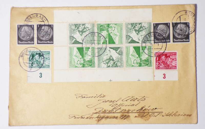 Brief Bodenbach Mischfrankatur 1938 Osram Vignette Winterhilfswerk