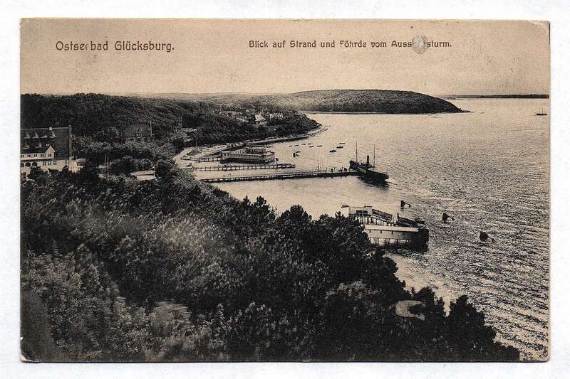 Ak Ostseebad Glücksburg Blick auf Strand und Föhrde vom Aussichtsturm 1914