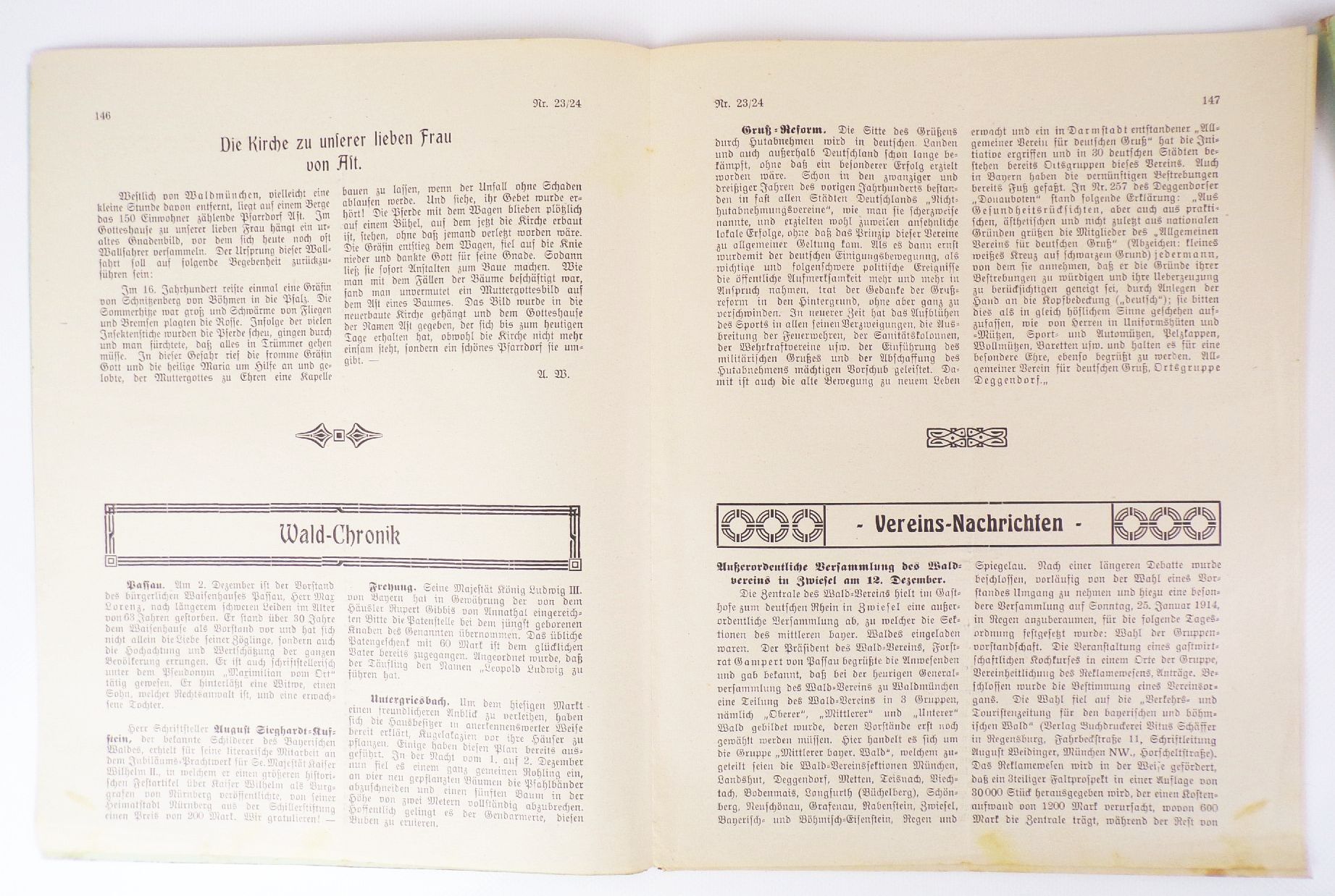 Verkehrs und Touristen Zeitung für den bayerischen böhmischen Wald 1913