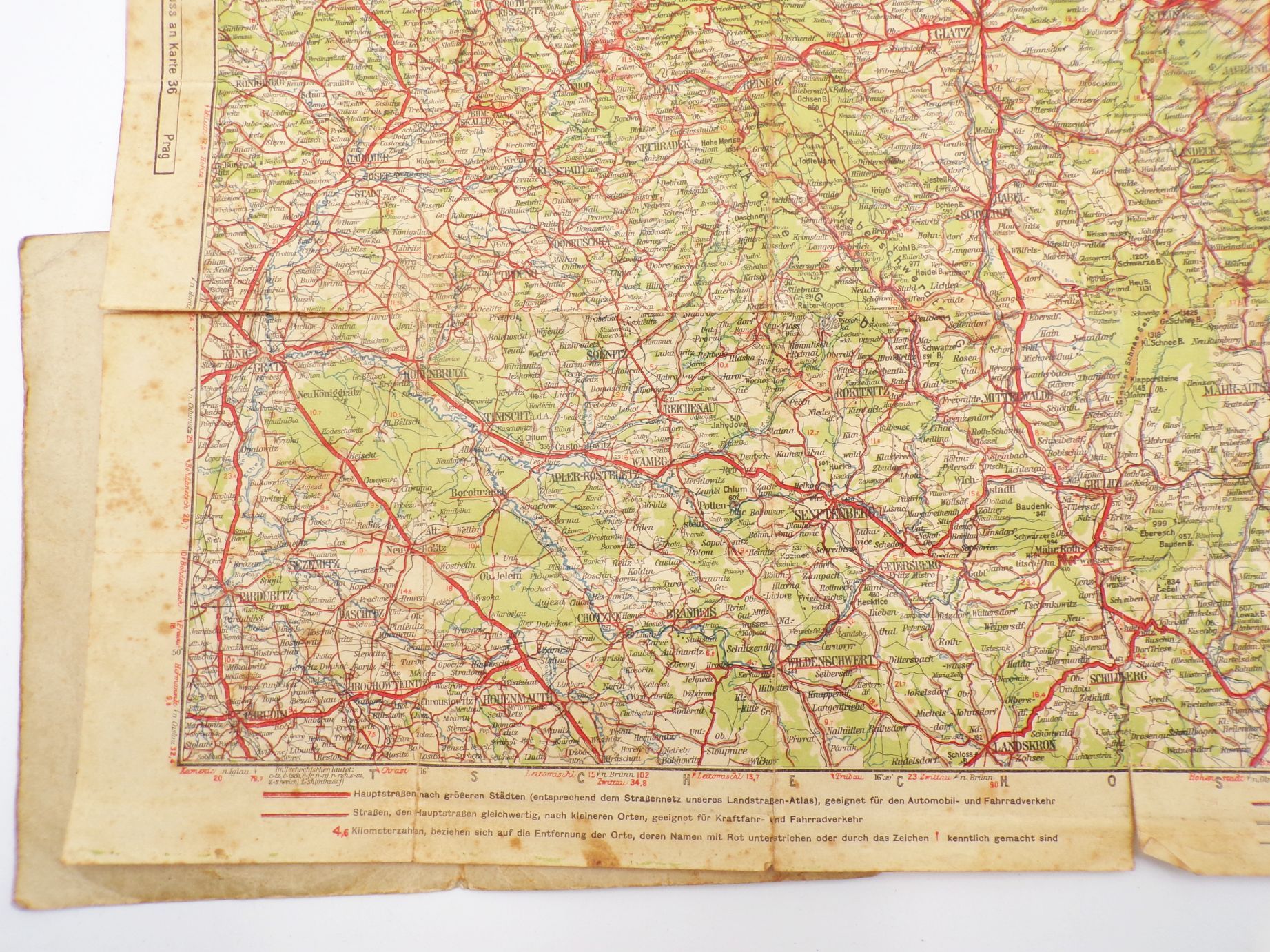 Alte Continental Straßenkarte für Rad und Kraftfahrer Karte 37 Glatz Schlesien