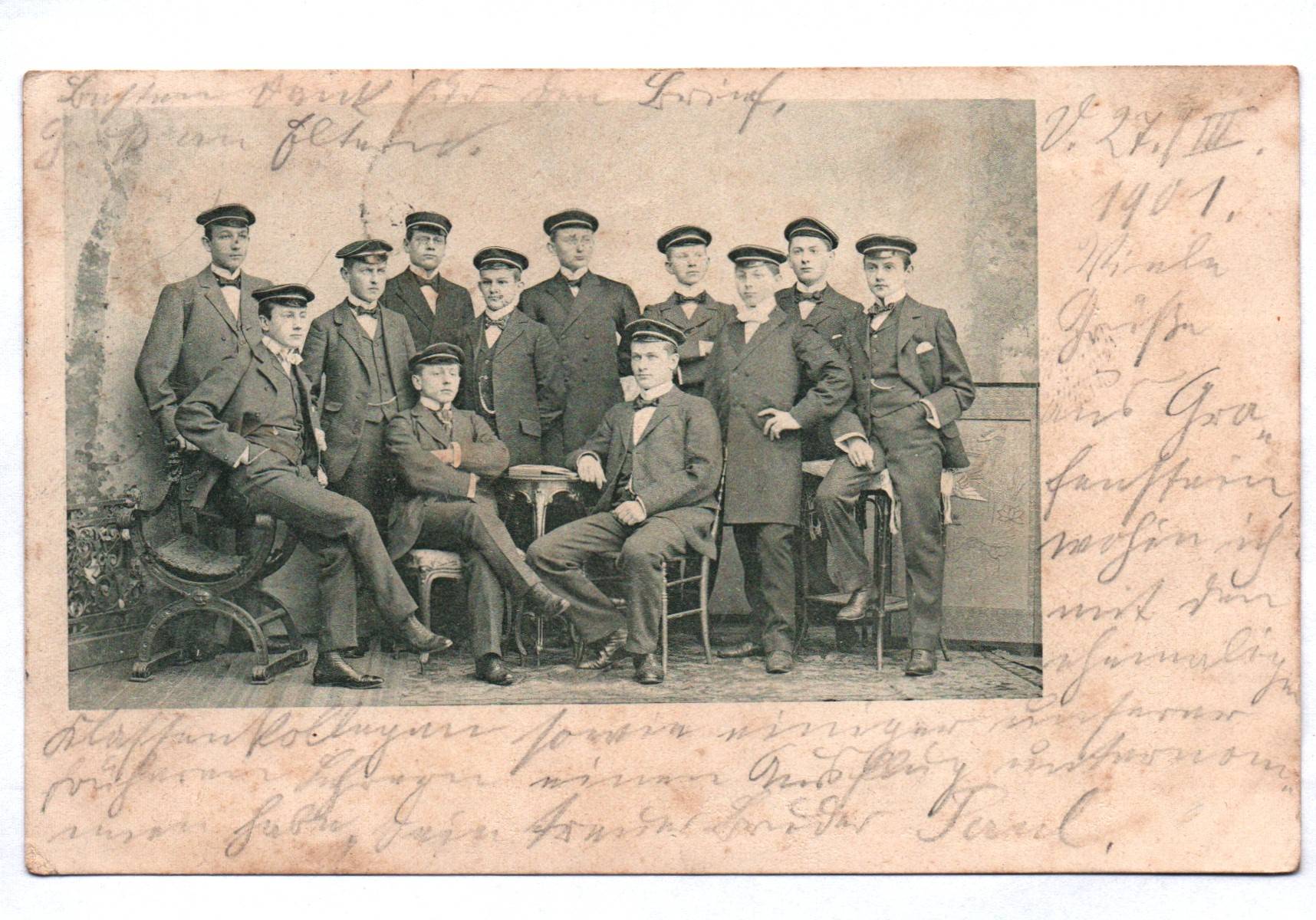 Litho Ak Studenten Grottau 1901 Böhmen Litho Ak Studenten Grottau 1901 Böhmen