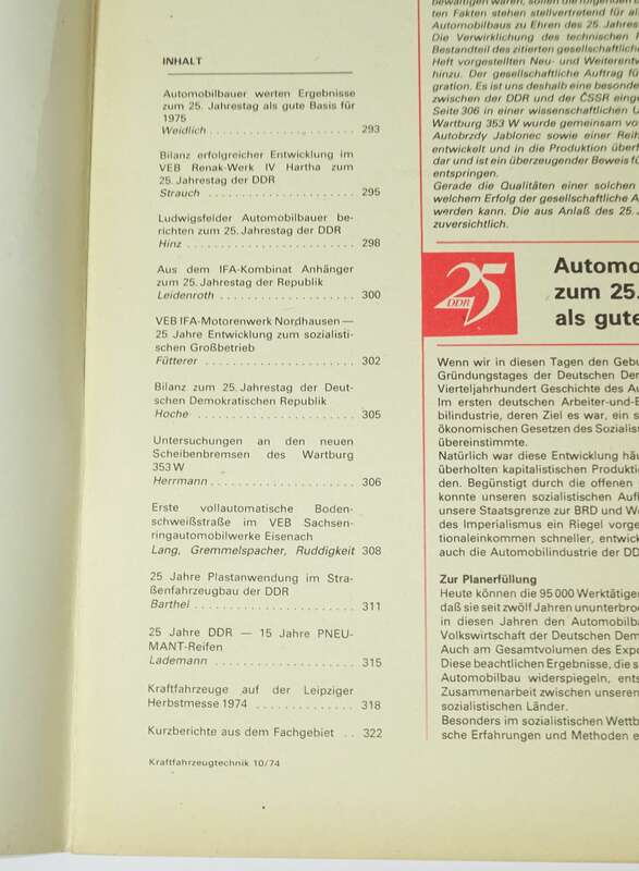 KFT Kraftfahrzeugtechnik Zeitschrift 10 1974 Sattelauflieger HLS90.45/2  W50 