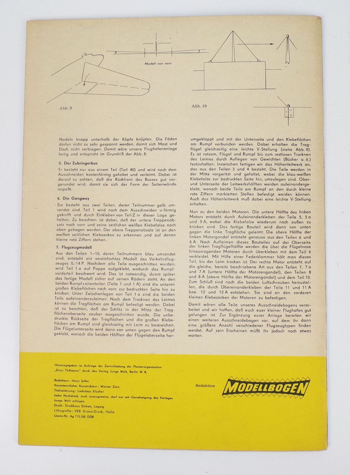 Pinguin Bastelbogen DDR Der kleine Flughafen Ausschneidebogen 1962
