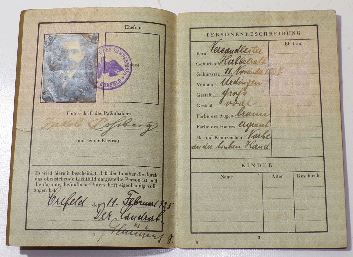 Deutsches Reich Reisepass 1927 Belgien Holland Marken