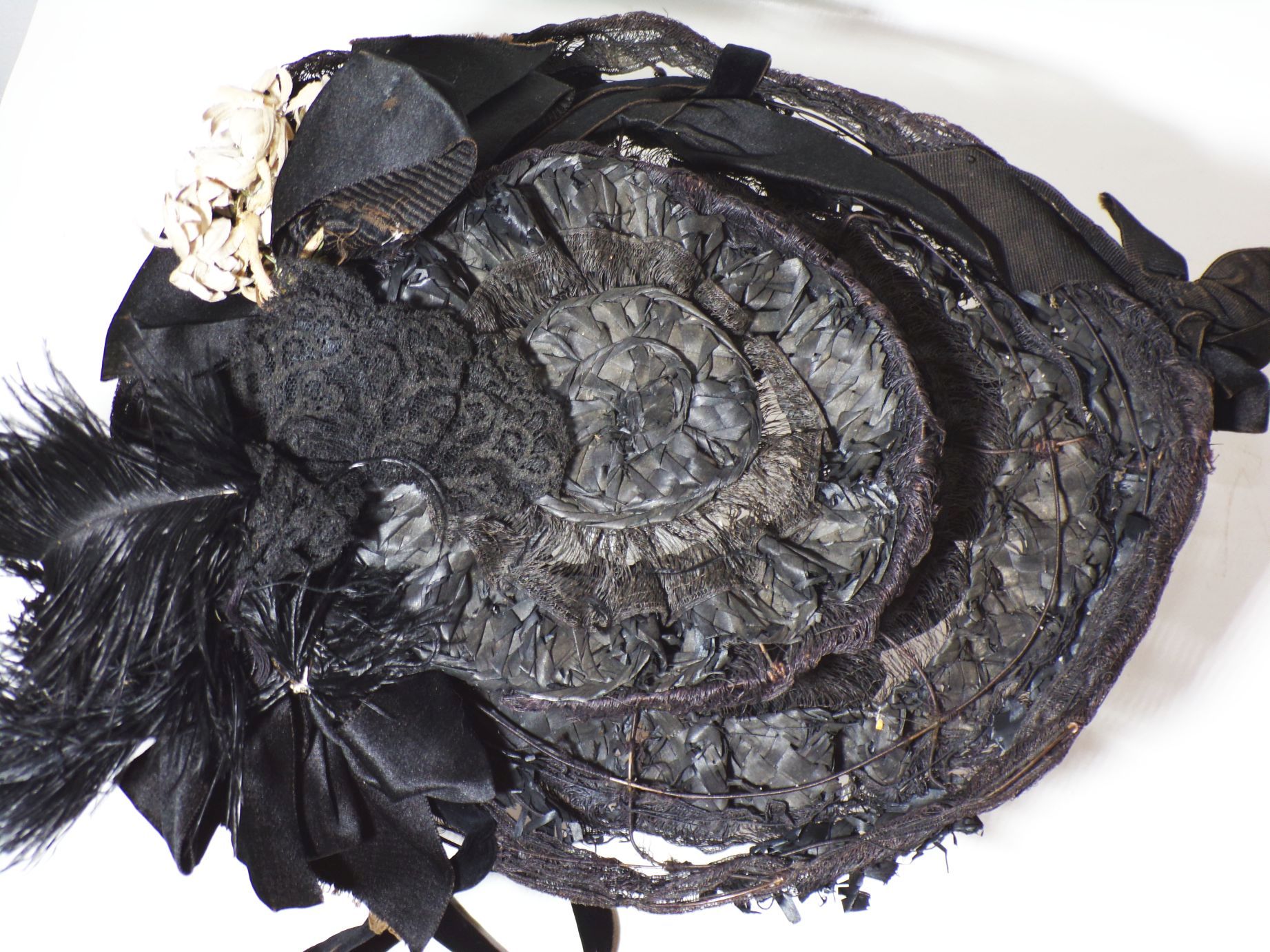 Uralter Damenhut Vintage Schwarz um 1900 