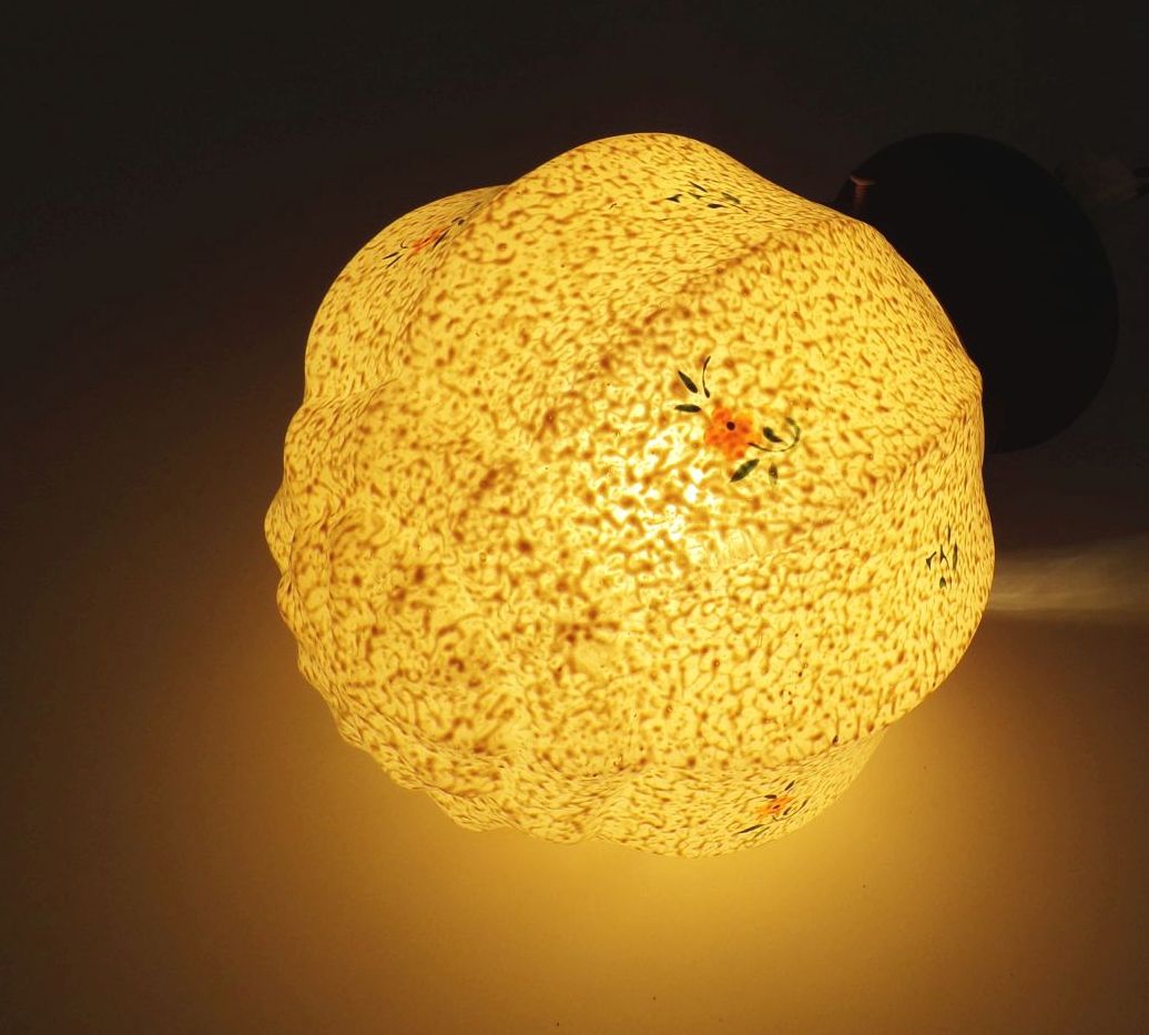 Alte Deckenleuchte Art Deco Glas Bakelit 1930 er Geblümte Lampe