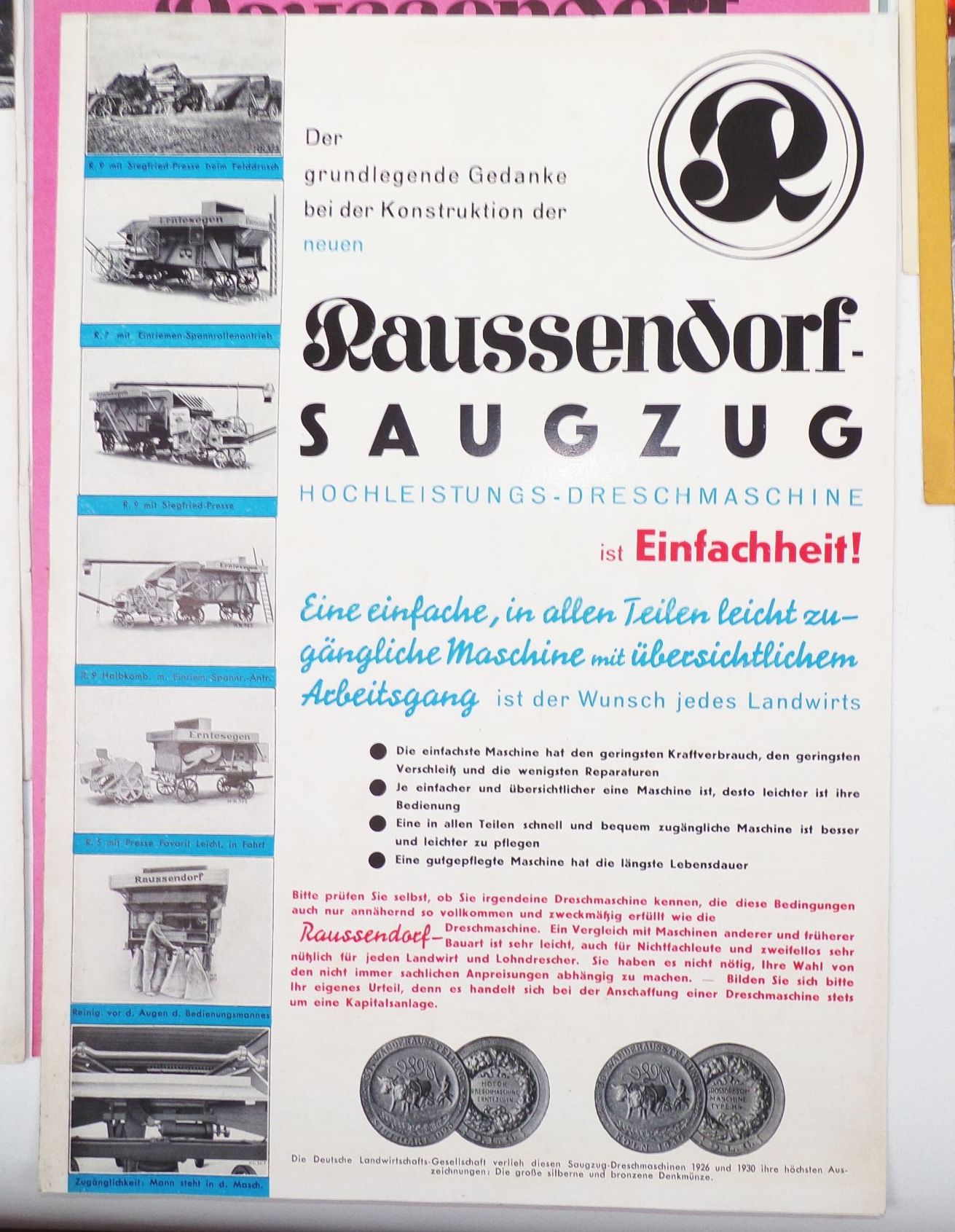 Raussendorf Singwitz Bautzen Reklame Mappe Saugzug Strohpresse 1930er 
