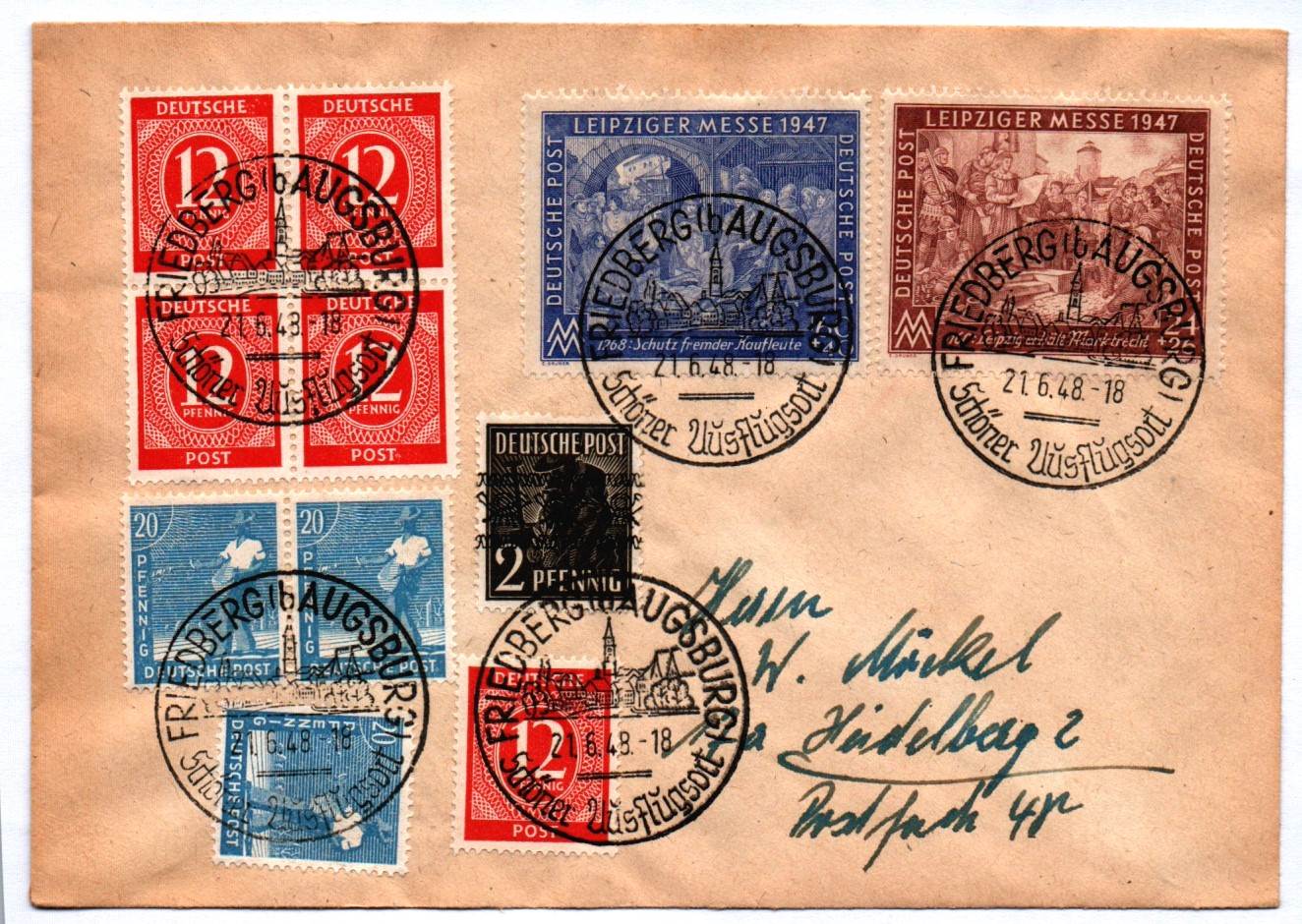 Brief Mischfrankatur 1948 Leipziger Messe Briefkuvert