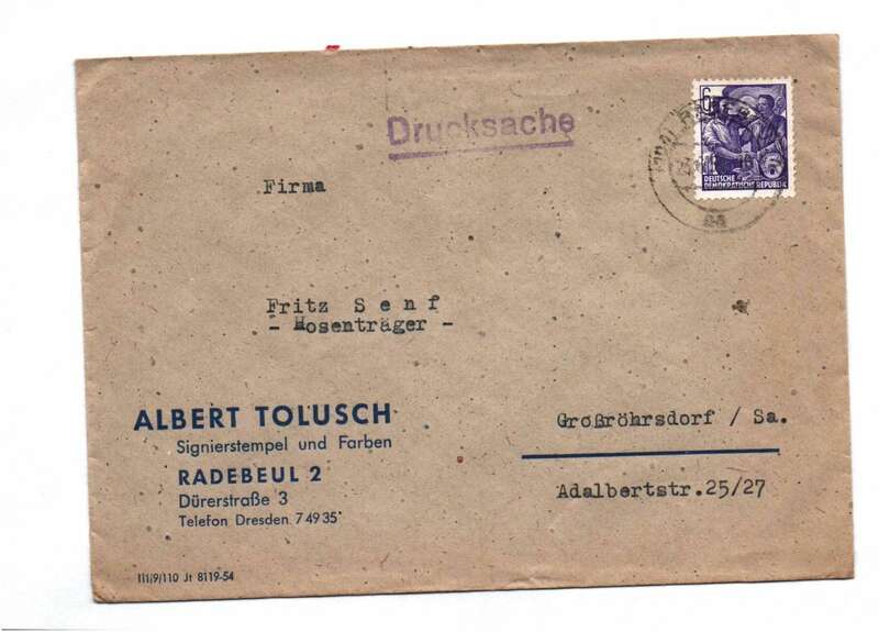 Firmen Brief 1954 Albert Tolusch Signierstempel Radebeul 