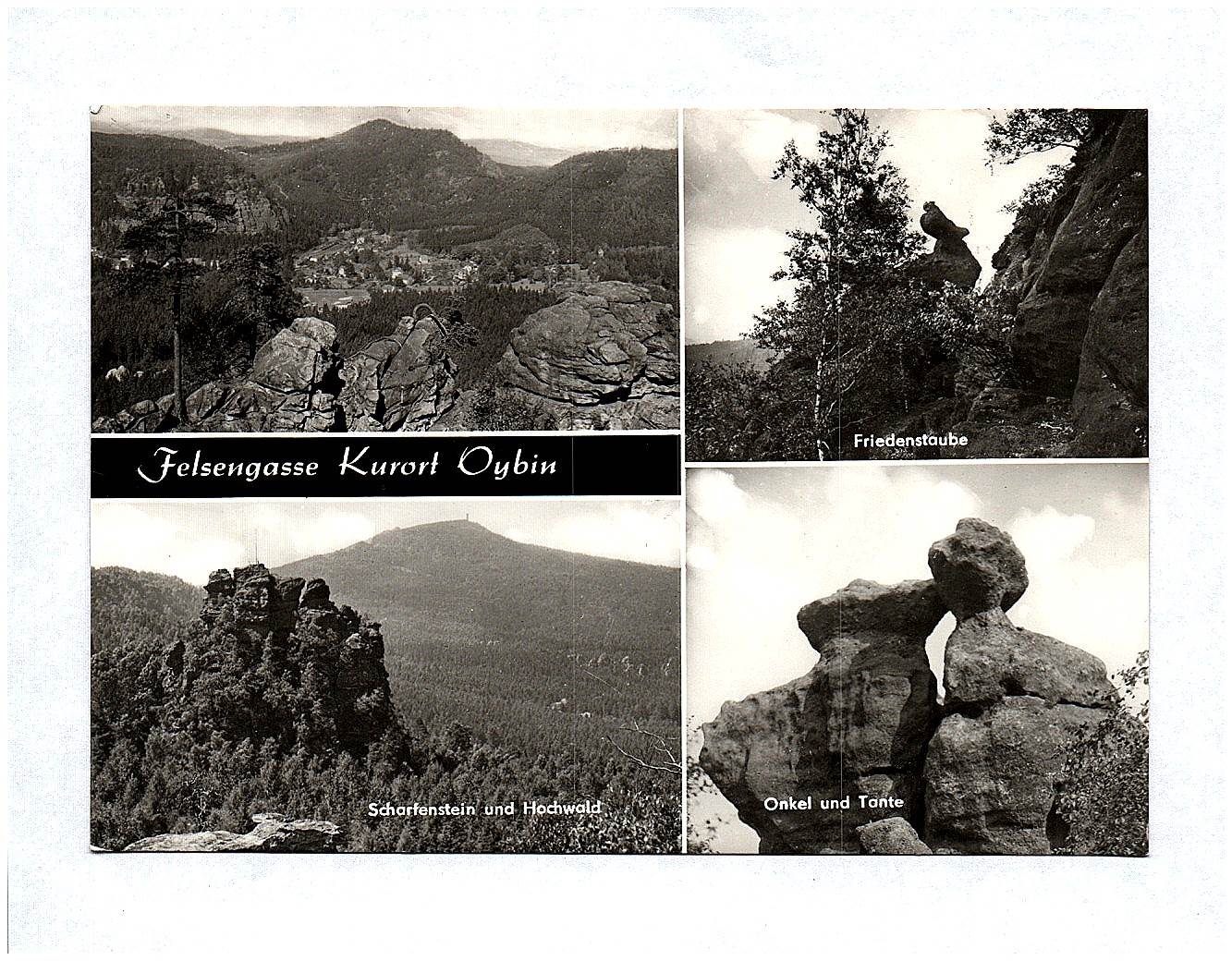 Ak Felsengasse Kurort Oybin Scharfenstein und Hochwald Echtfoto DDR Friedenstaube Zittauer Gebirge Ak Felsengasse Kurort Oybin Scharfenstein und Hochwald Echtfoto DDR Friedenstaube Zittauer Gebirge