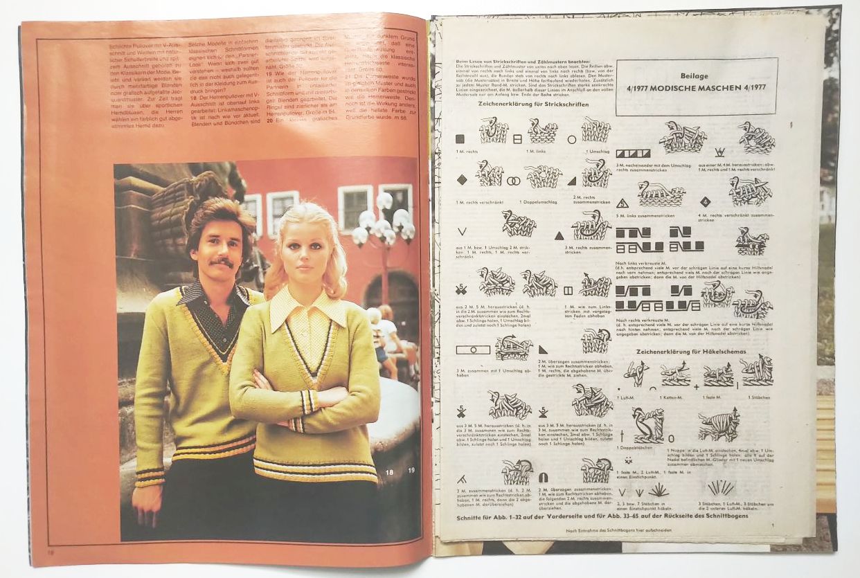 DDR Modezeitschrift Modische Maschen Nr 4 mit Schnittmuster 1977 Frühjahr DDR Modezeitschrift Modische Maschen Nr 4 mit Schnittmuster 1977 Frühjahr