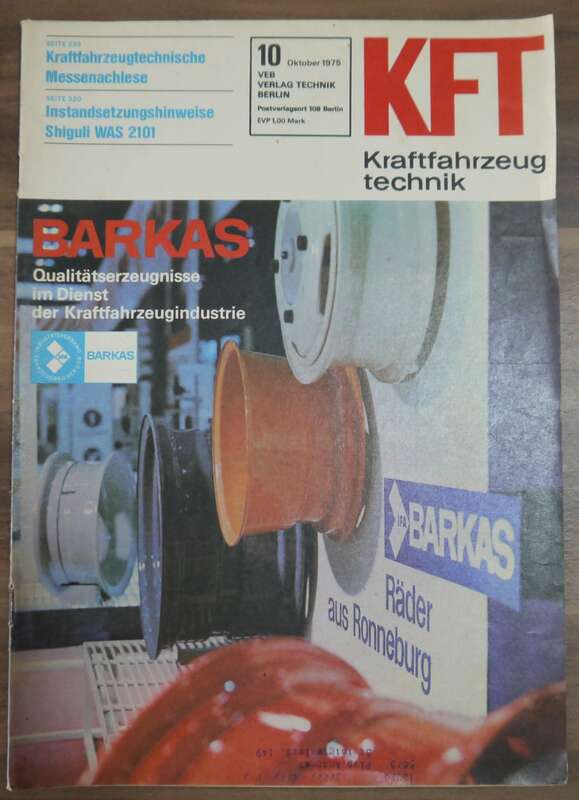 DDR Zeitschrift Kraftfahrzeugtechnik Oktober 1975 Shiguli WAS 2101