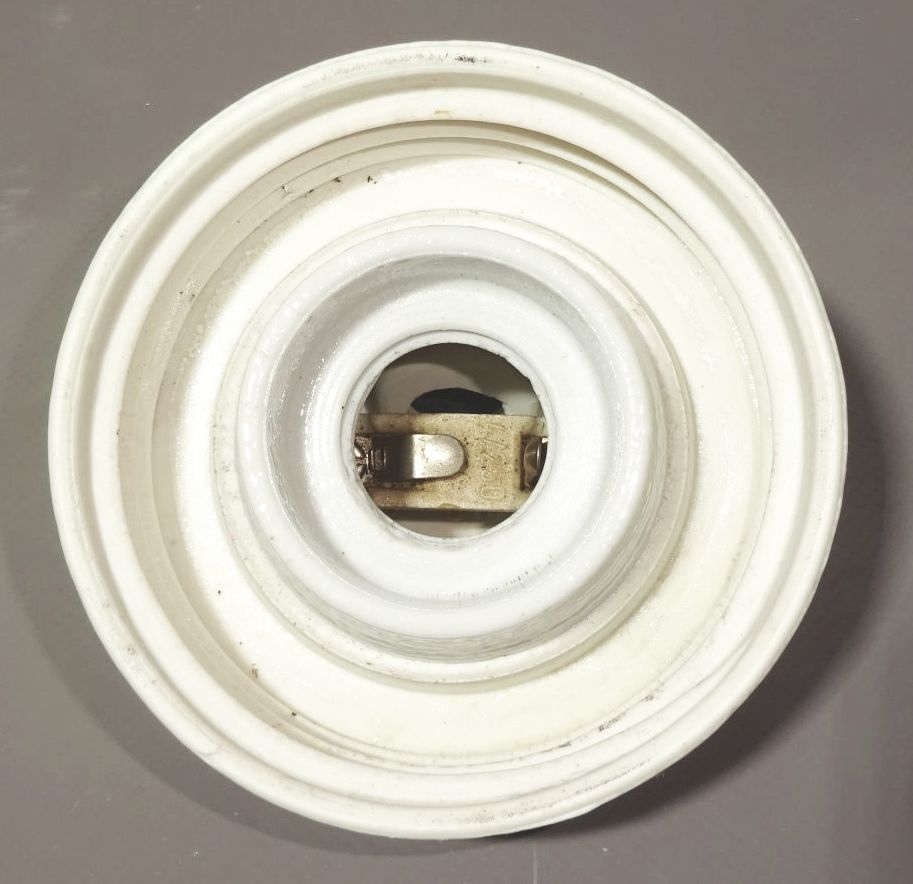 Kugellampe Industriedesign E27 alte Deckenlampe Weiss Porzellan Glas 