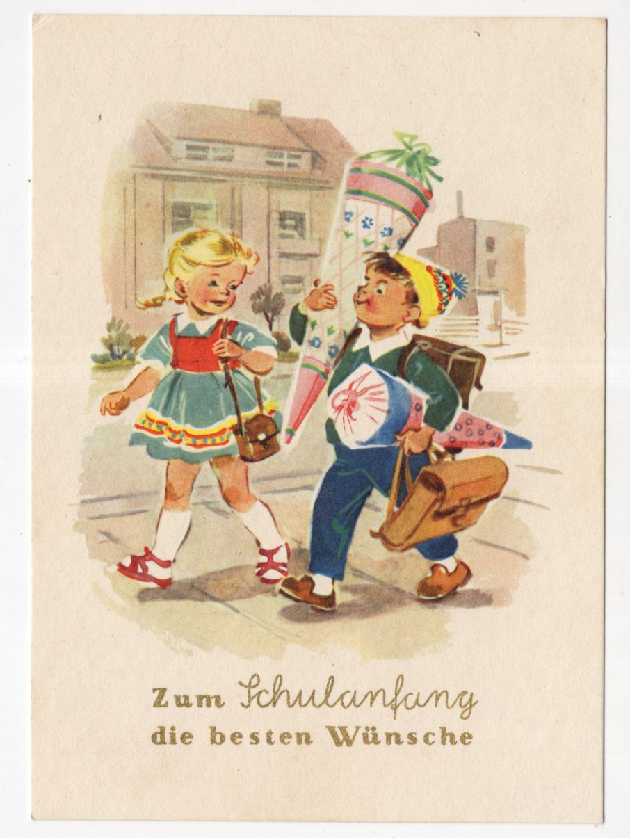 Ak Hanna Roth Schaberschul 1959 Bube trägt Schultüte Schulanfang 