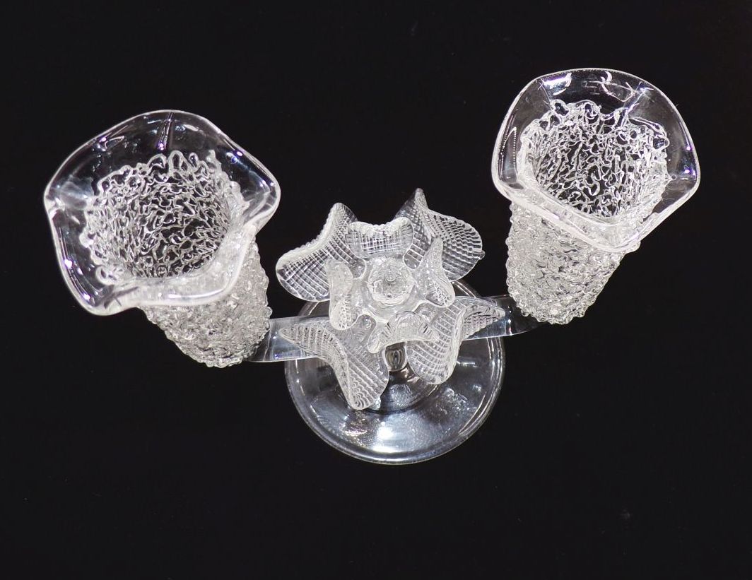 Alte Vase 2armig transparent Doppelvase Blumenvase Alte Vase 2armig transparent Doppelvase Blumenvase
