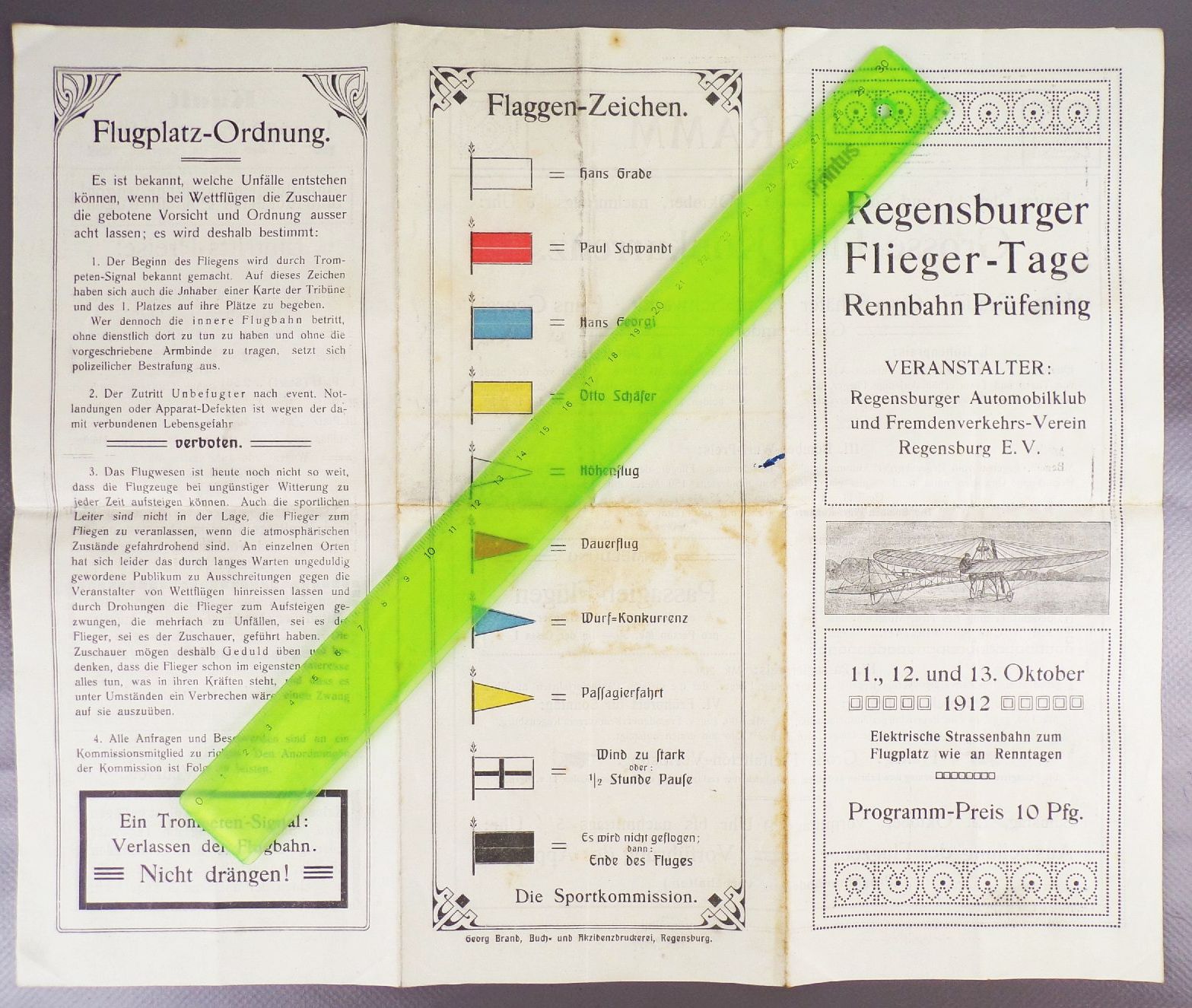 Regensburg er Flieger Tage Altes Prospekt 1912 Luftfahrt Regensburg er Flieger Tage Altes Prospekt 1912 Luftfahrt