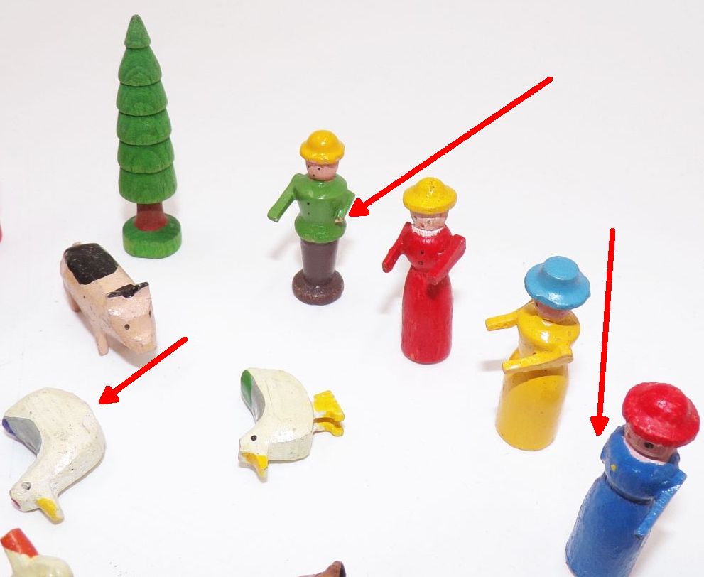 Erzgebirge Miniaturen Figuren Bauernhof Tiere Baum Männlein