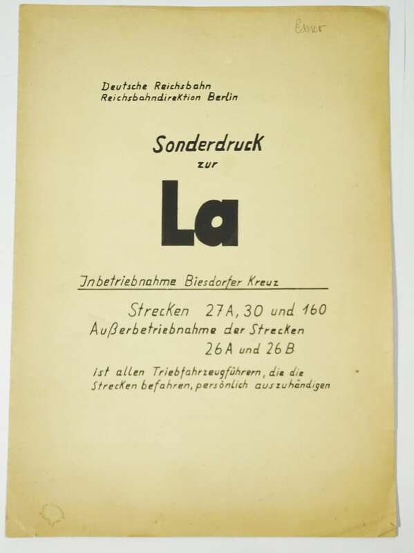 Sonderdruck zur La Inbetriebnahme Biesdorfer Kreuz Deutsche Reichsbahn 1971 