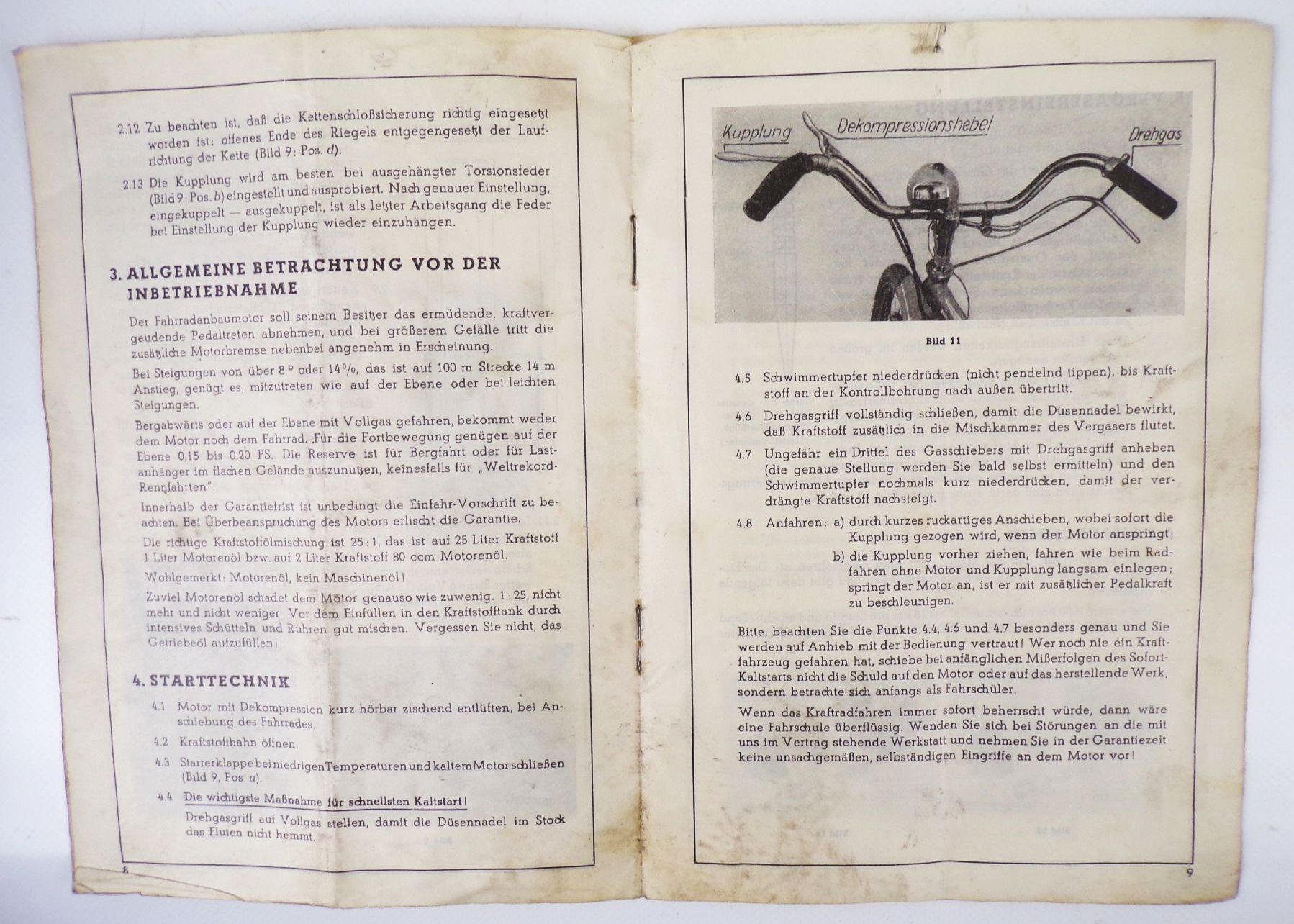 Anleitung für den Fahrrad Anbau Motor MAW Karl Marx Magdeburg 1953