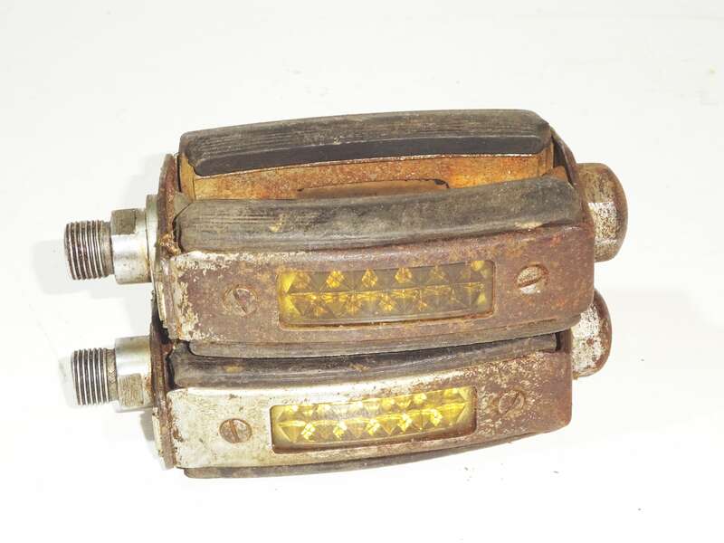 Alte Fahrradpedalen Glas Reflektoren Oldtimer Fahrrad 