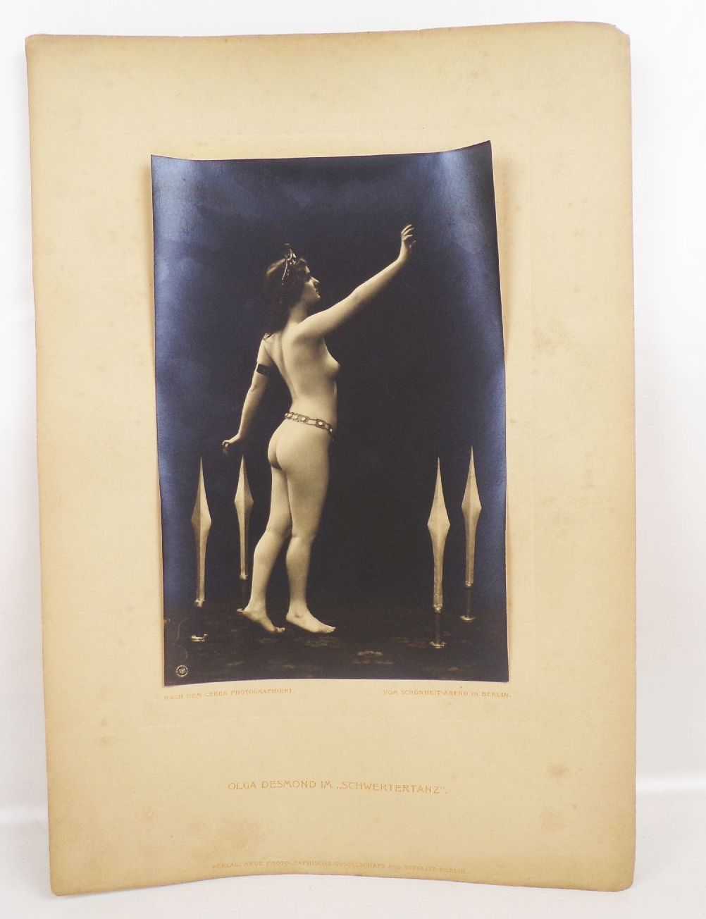 Schwertertanz Foto Olga Desmond Tänzerin Tanz 1908 Akt nude 