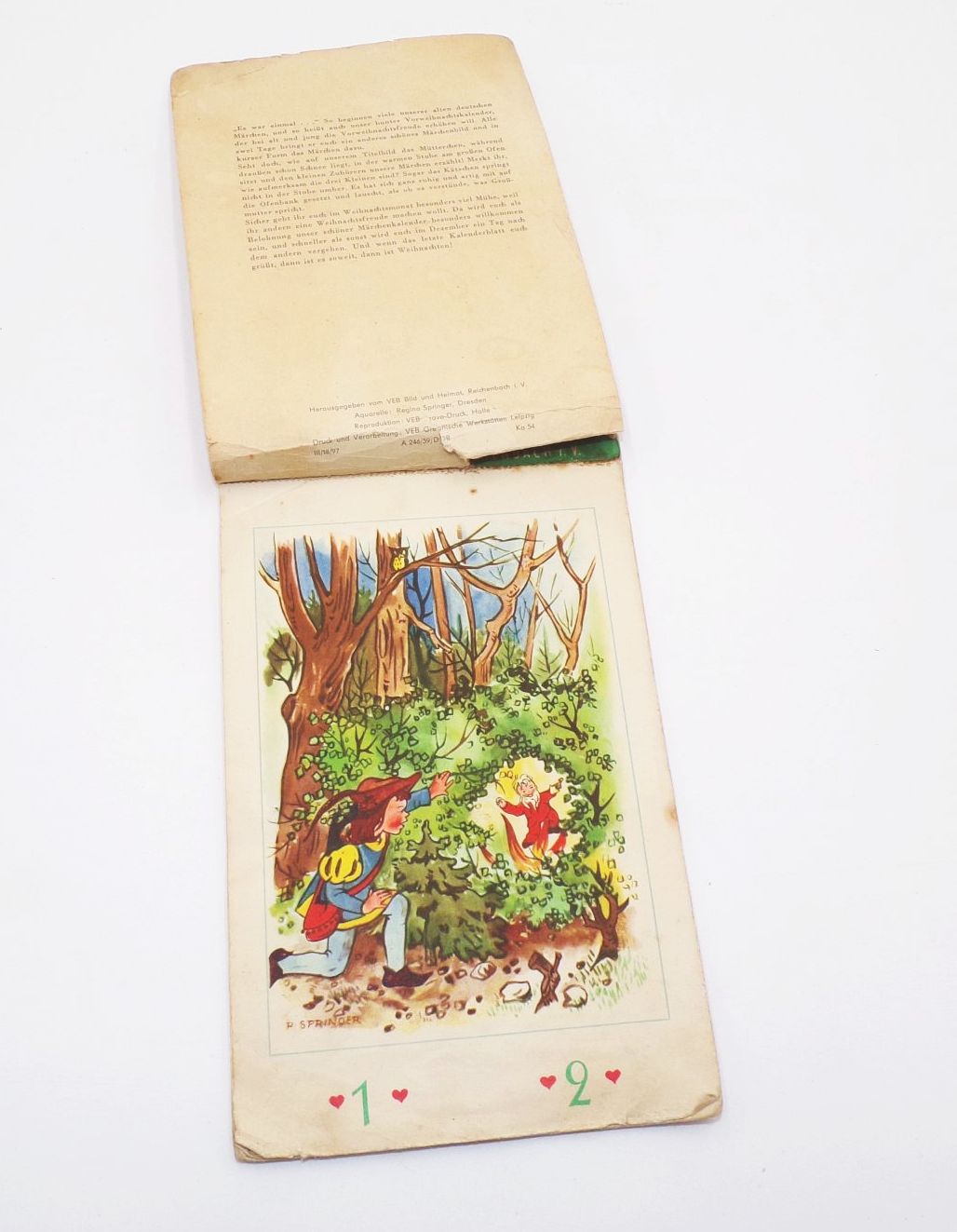 Alter Adventskalender Es war einmal Märchen DDR um 1950 Alter Adventskalender Es war einmal Märchen DDR um 1950