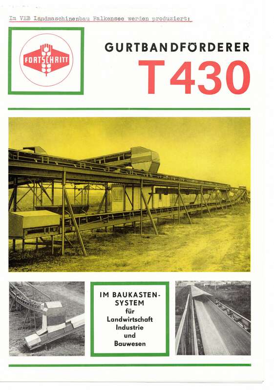 DDR Prospekt Gurtbandförderer T430 Fortschritt Landtechnik 1978