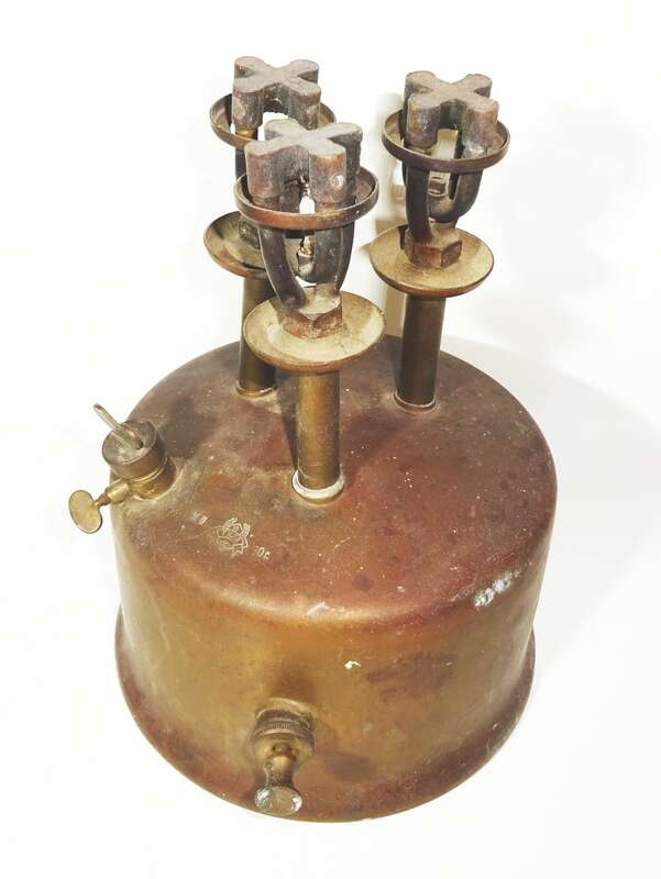 Tyna Gaskocher 3flamig Messing UdSSR CCCP Bunsenbrenner Kocher