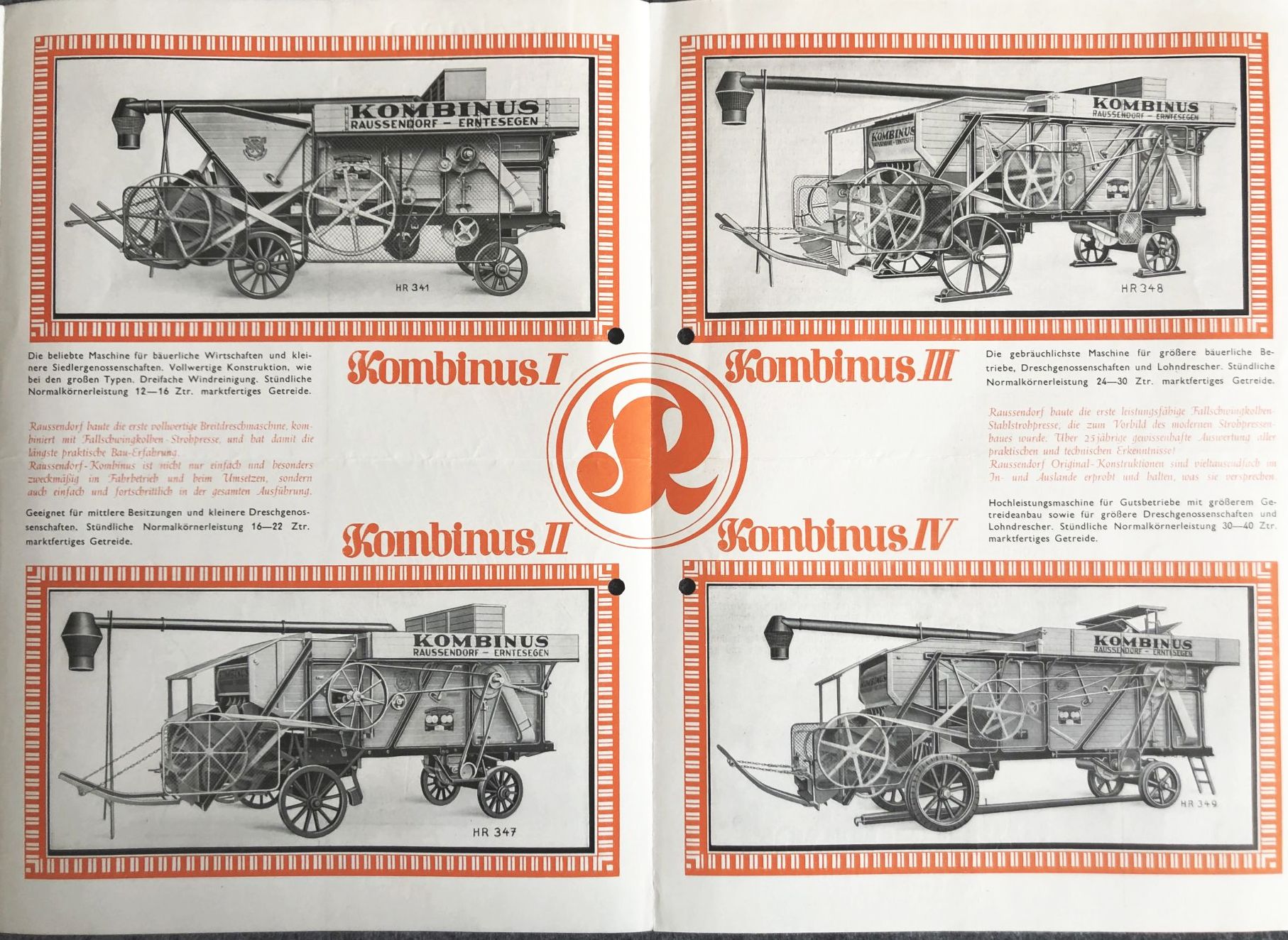 Hermann Raussendorf Singwitz Bautzen alter Prospekt Landmaschinen Kombinus