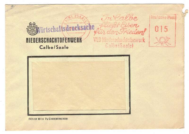 Firmen Brief 1960 Niederschachtofenwerk Calbe Saale DDR